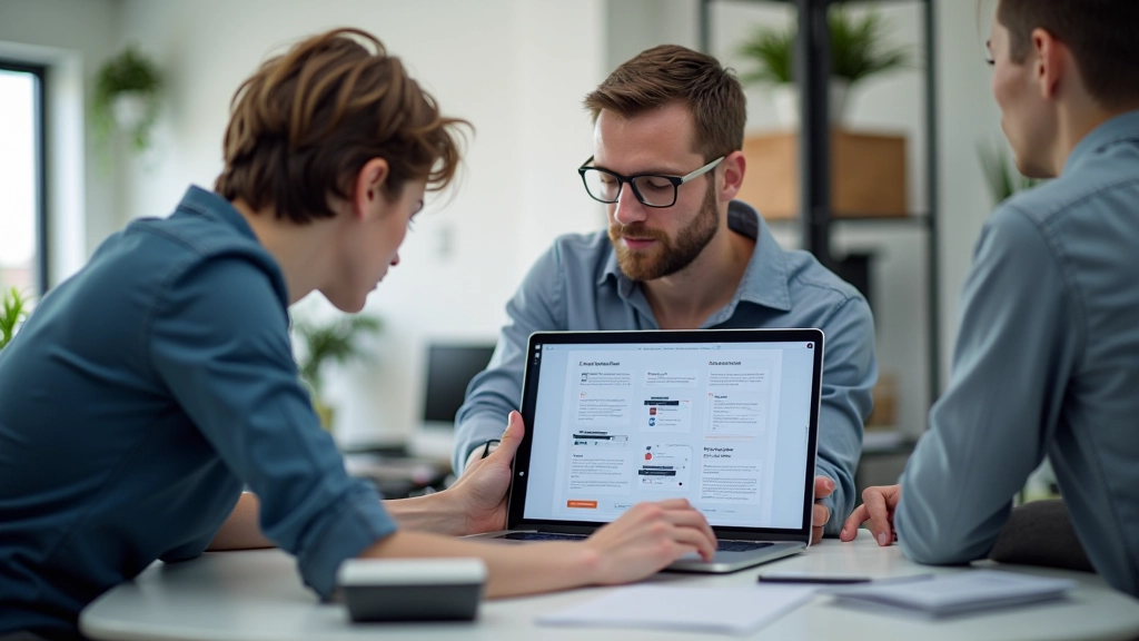 Laptop-scherm met Figma-prototype geopend, interactie-flows zichtbaar, twee gebruikers kijken naar het scherm, test-omgeving